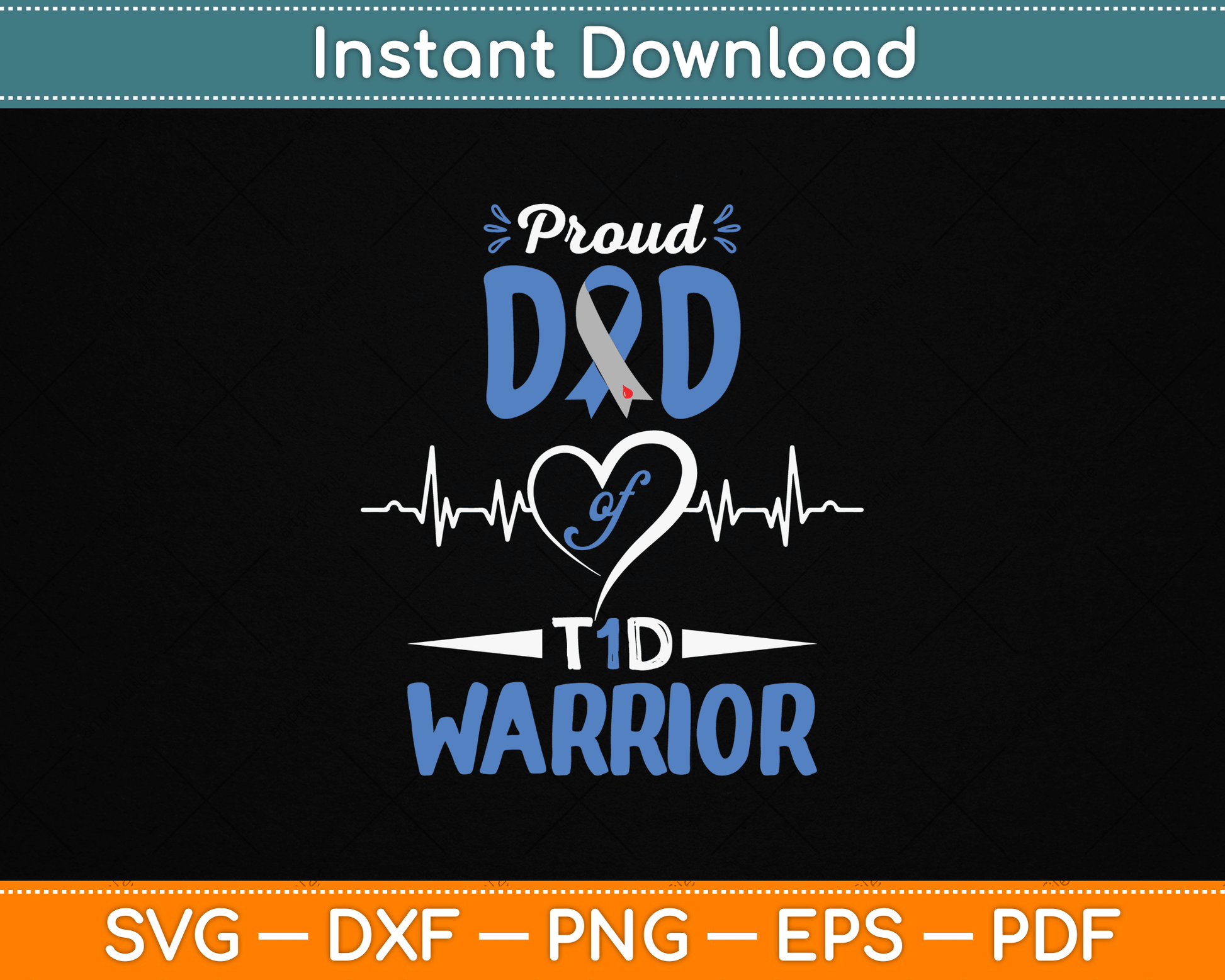 T1D Proud Dad Diabetes Awareness Type 1 Insulin Pancreas SVG Digital Cutting File