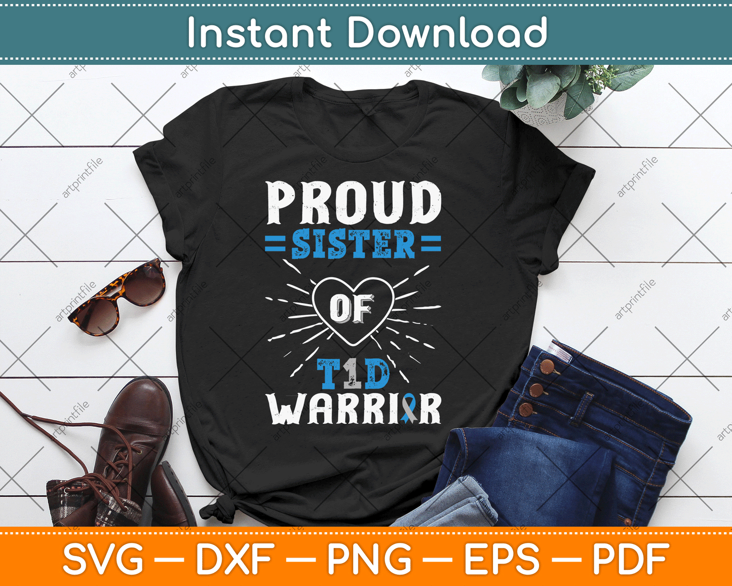 T1D Proud Sister Diabetes Awareness Type 1 Insulin Pancreas SVG Digital Cutting File
