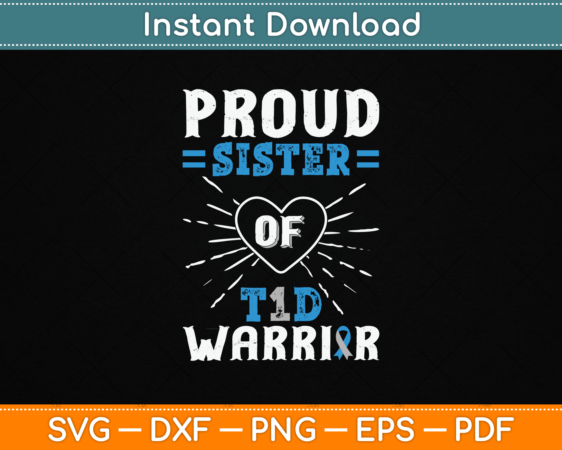 T1D Proud Sister Diabetes Awareness Type 1 Insulin Pancreas SVG Digital Cutting File