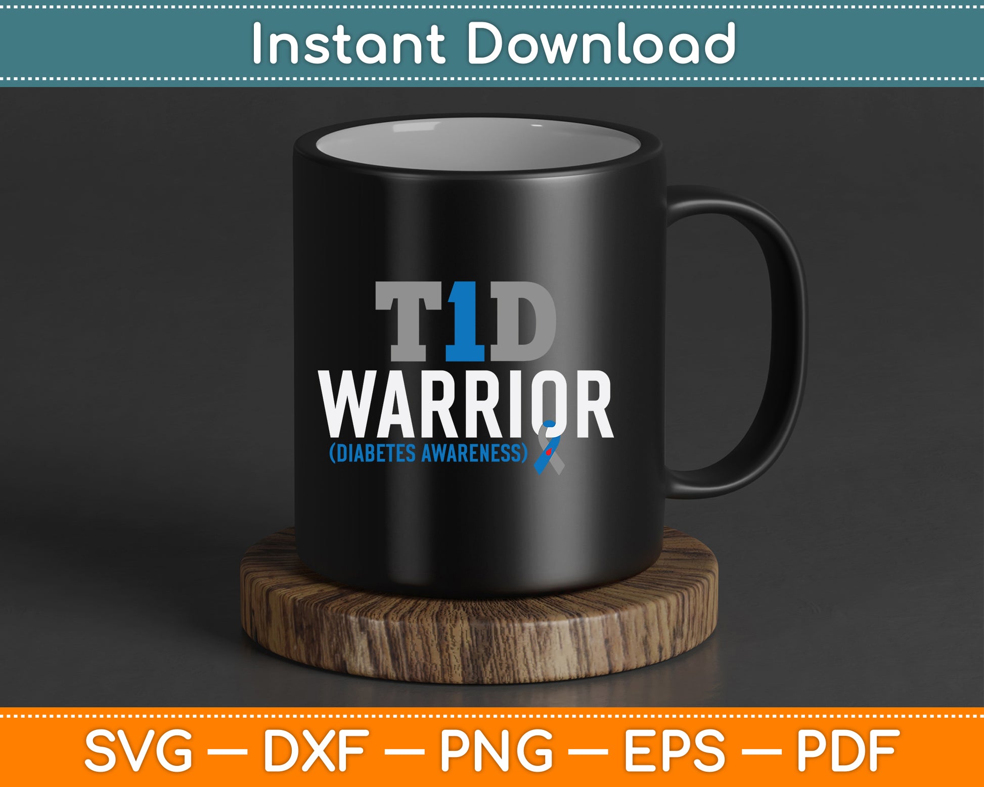 T1D Warrior Type 1 Diabetes Awareness Diabetic T1D Warrior SVG Digital Cutting File