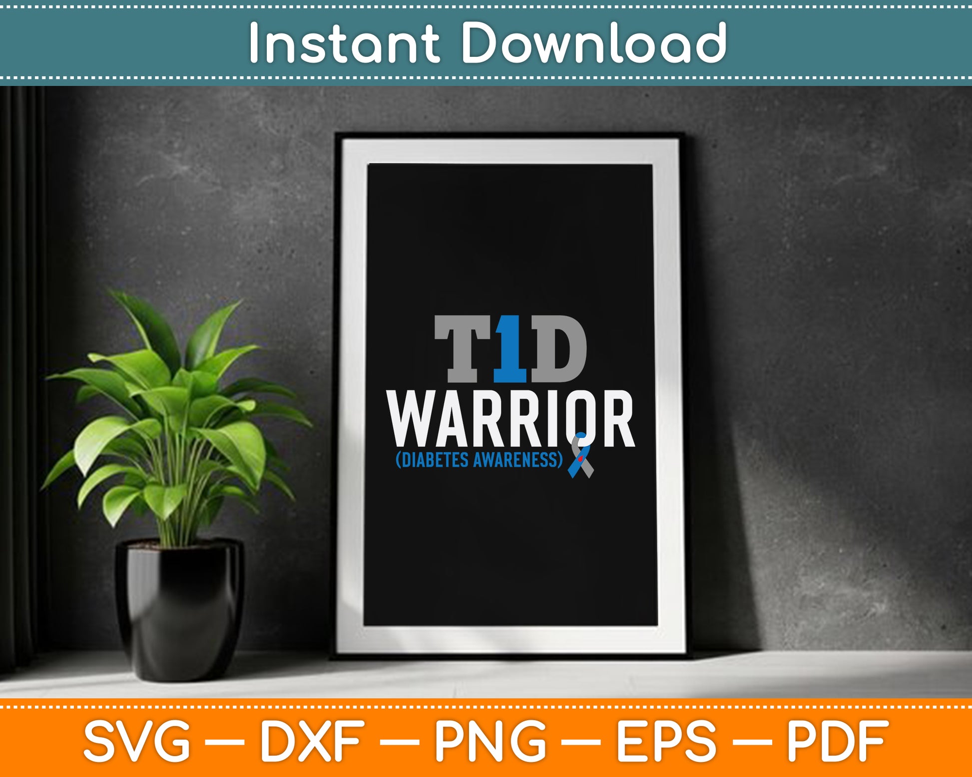 T1D Warrior Type 1 Diabetes Awareness Diabetic T1D Warrior SVG Digital Cutting File