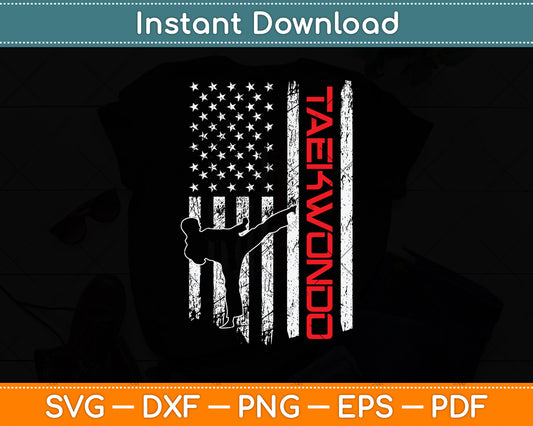 Taekwondo American Flag Svg Png Dxf Digital Cutting File