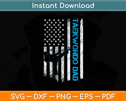 Taekwondo Dad Vintage Usa Flag Svg Png Dxf Digital Cutting File
