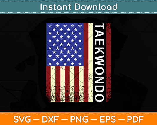 Taekwondo Usa Flag Svg Png Dxf Digital Cutting File