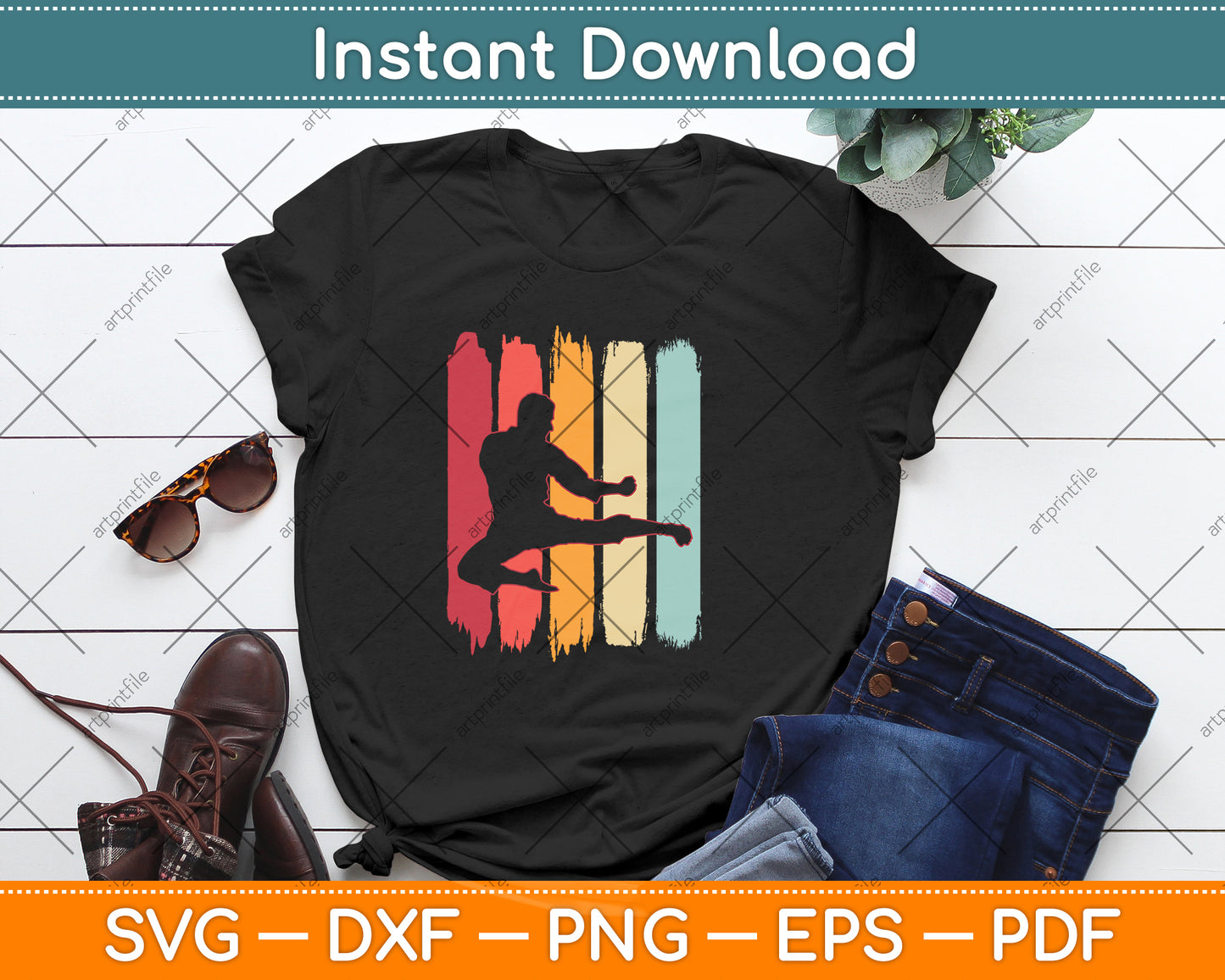 Taekwondo Vintage Retro Lover Svg Png Dxf Digital Cutting File