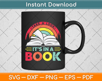 Take A Look It’s In A Book Reading Vintage Retro Rainbow Svg Digital Cricut File