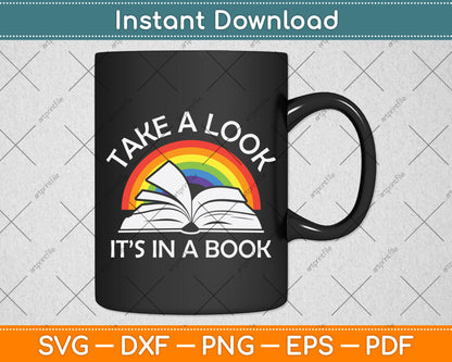 Take A Look It’s In A Book Vintage Retro Rainbow Svg Digital Cutting File