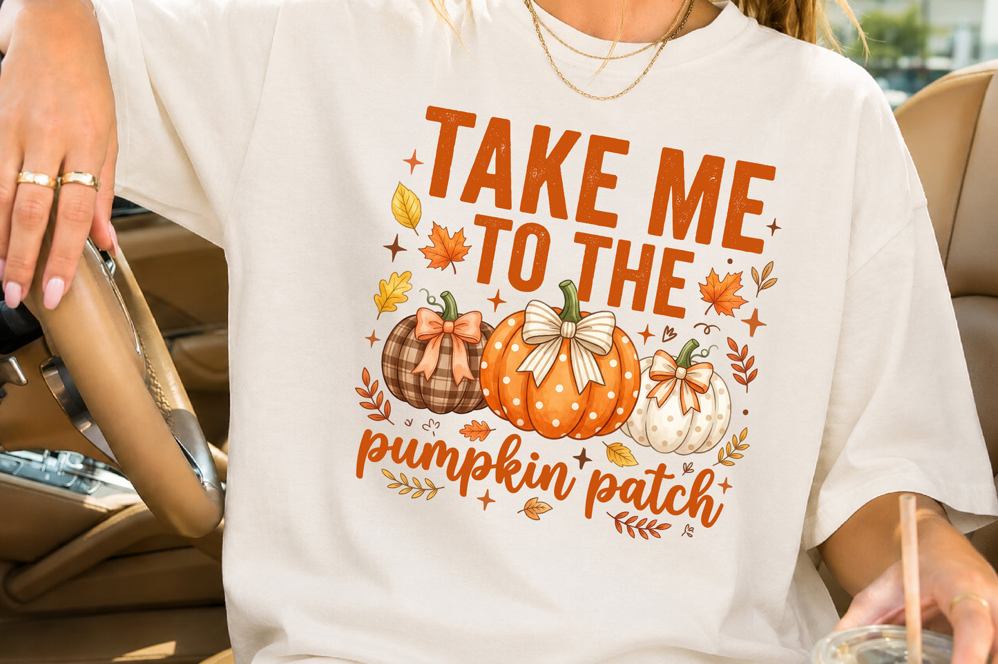 Take Me To The Pumpkin Patch PNG Coquette Bow Fall Pumpkin Sublimation Design