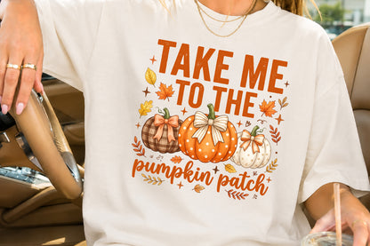Take Me To The Pumpkin Patch PNG Coquette Bow Fall Pumpkin Sublimation Design