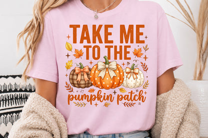 Take Me To The Pumpkin Patch PNG Coquette Bow Fall Pumpkin Sublimation Design