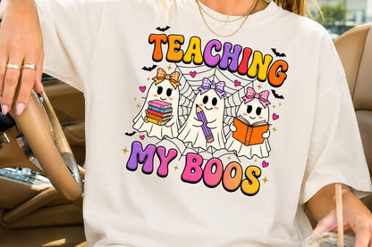 Teaching My Boos Halloween Teacher Ghost PNG Cute Spooky School Sublimation Design