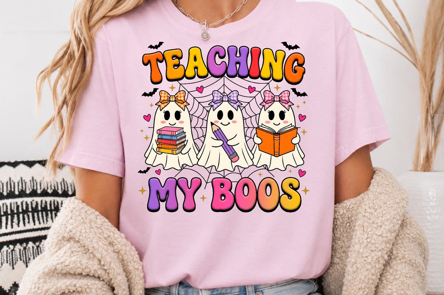 Teaching My Boos Halloween Teacher Ghost PNG Cute Spooky School Sublimation Design
