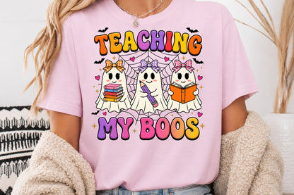 Teaching My Boos Halloween Teacher Ghost PNG Cute Spooky School Sublimation Design