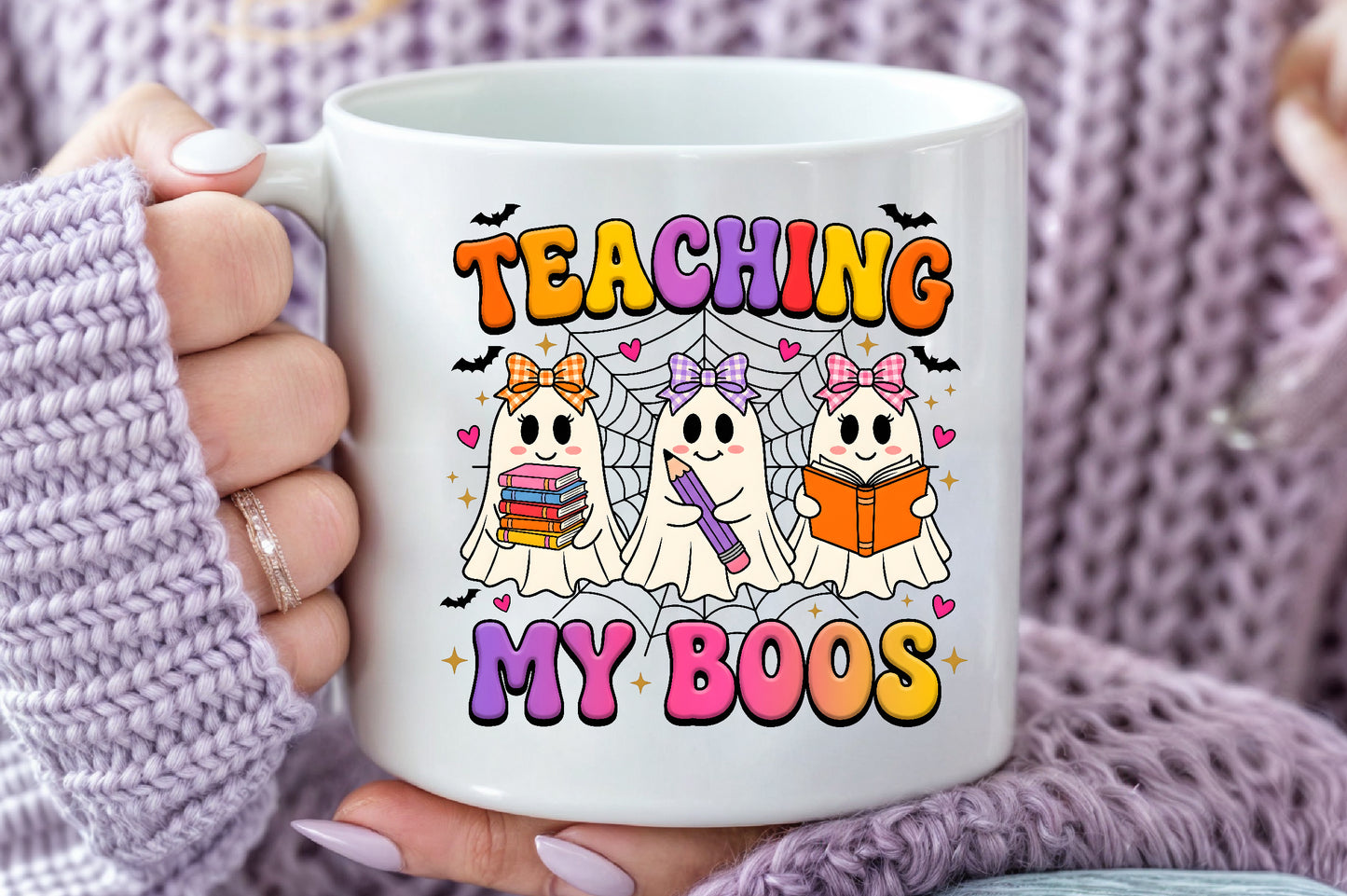 Teaching My Boos Halloween Teacher Ghost PNG Cute Spooky School Sublimation Design