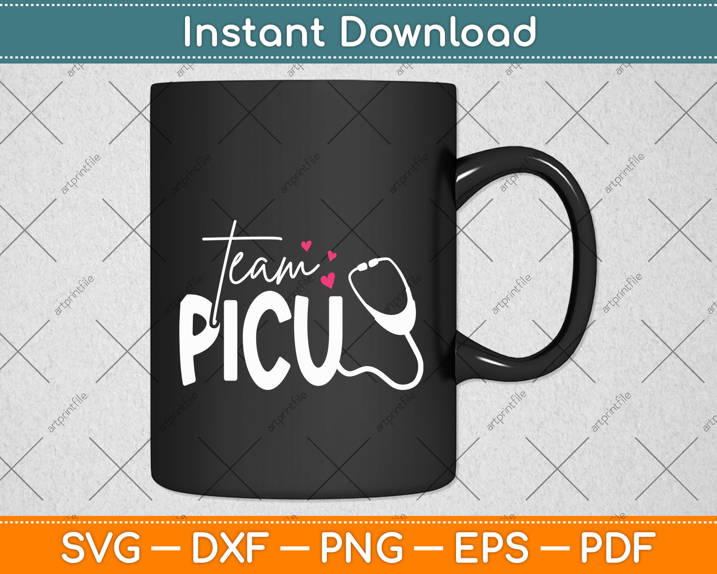 Team PICU Nurse Pediatric Svg Png Dxf Digital Cutting File