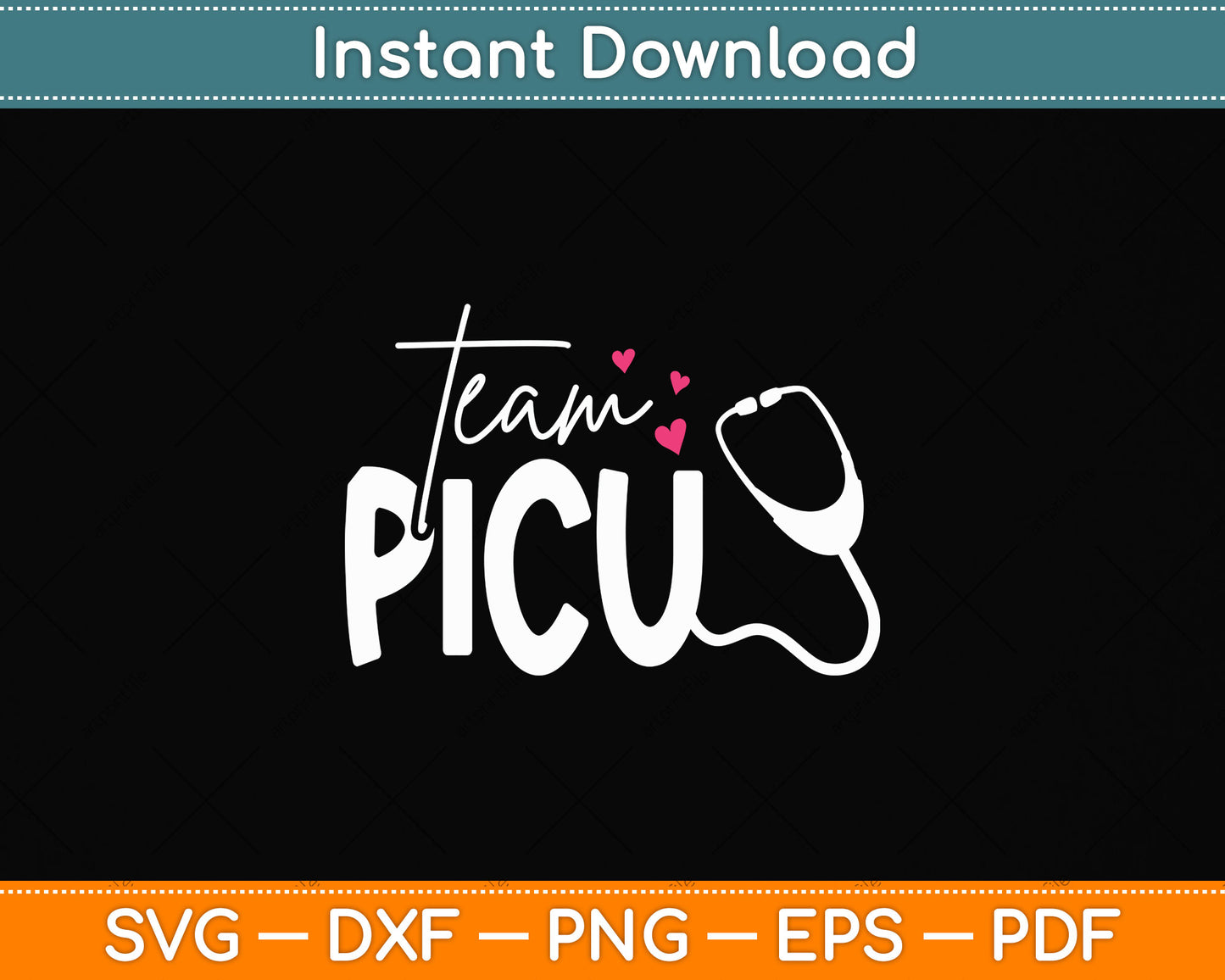 Team PICU Nurse Pediatric Svg Png Dxf Digital Cutting File