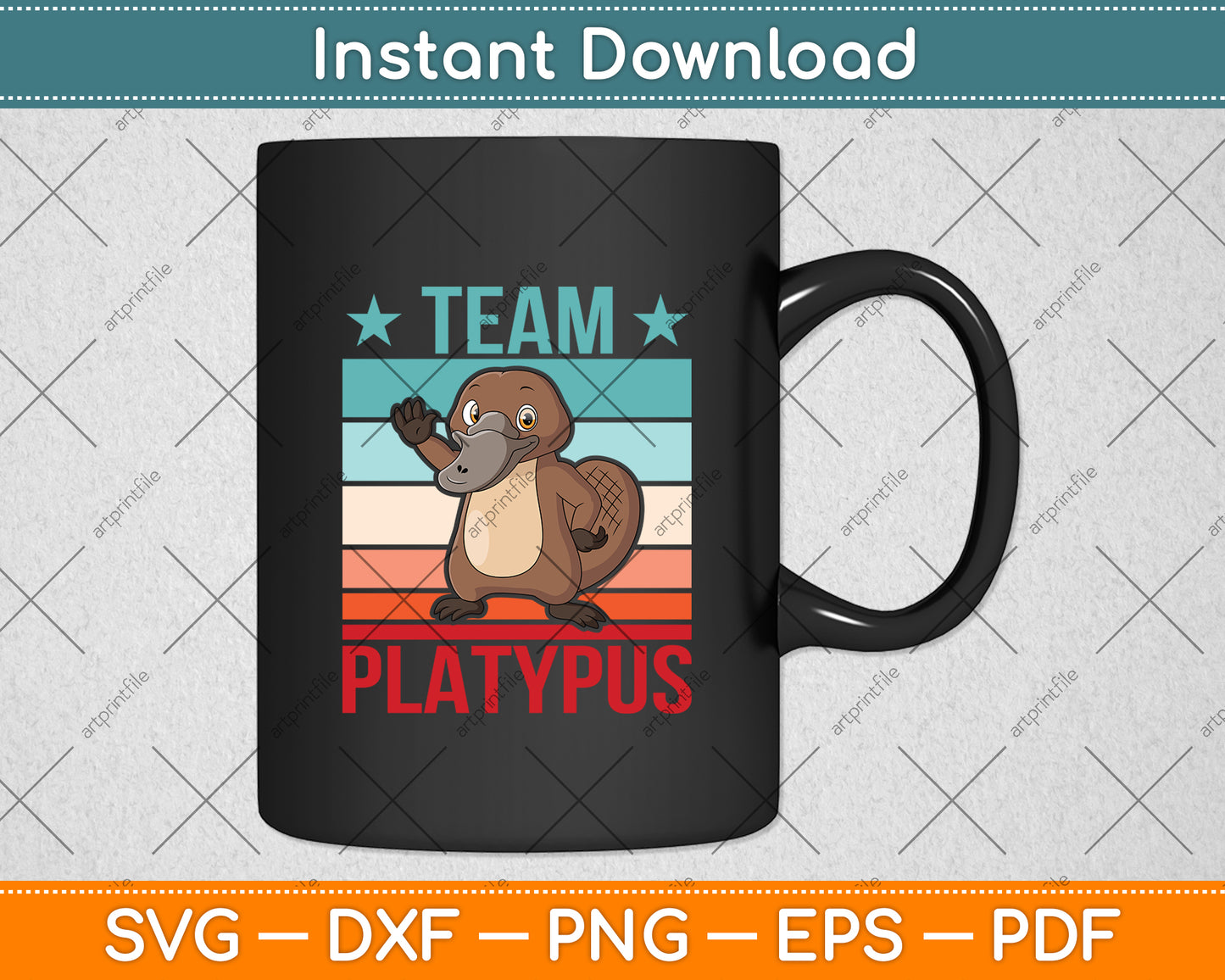 Team Platypus Retro Vintage Svg Png Dxf Digital Cutting File