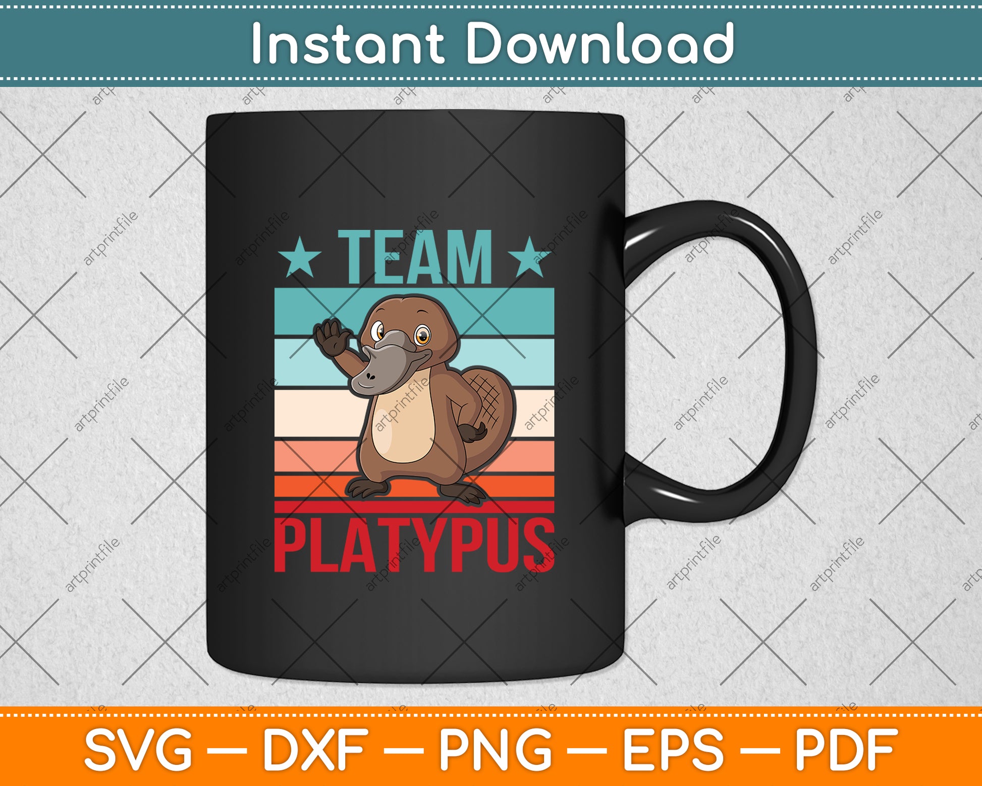 Team Platypus Retro Vintage Svg Png Dxf Digital Cutting File