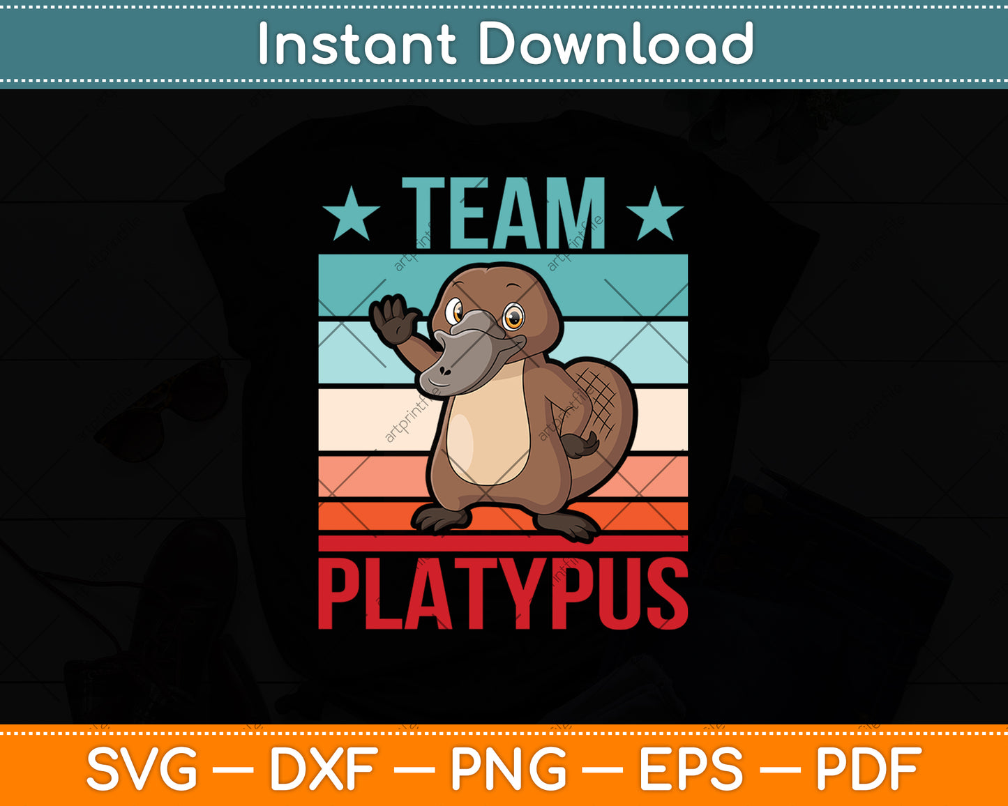 Team Platypus Retro Vintage Svg Png Dxf Digital Cutting File