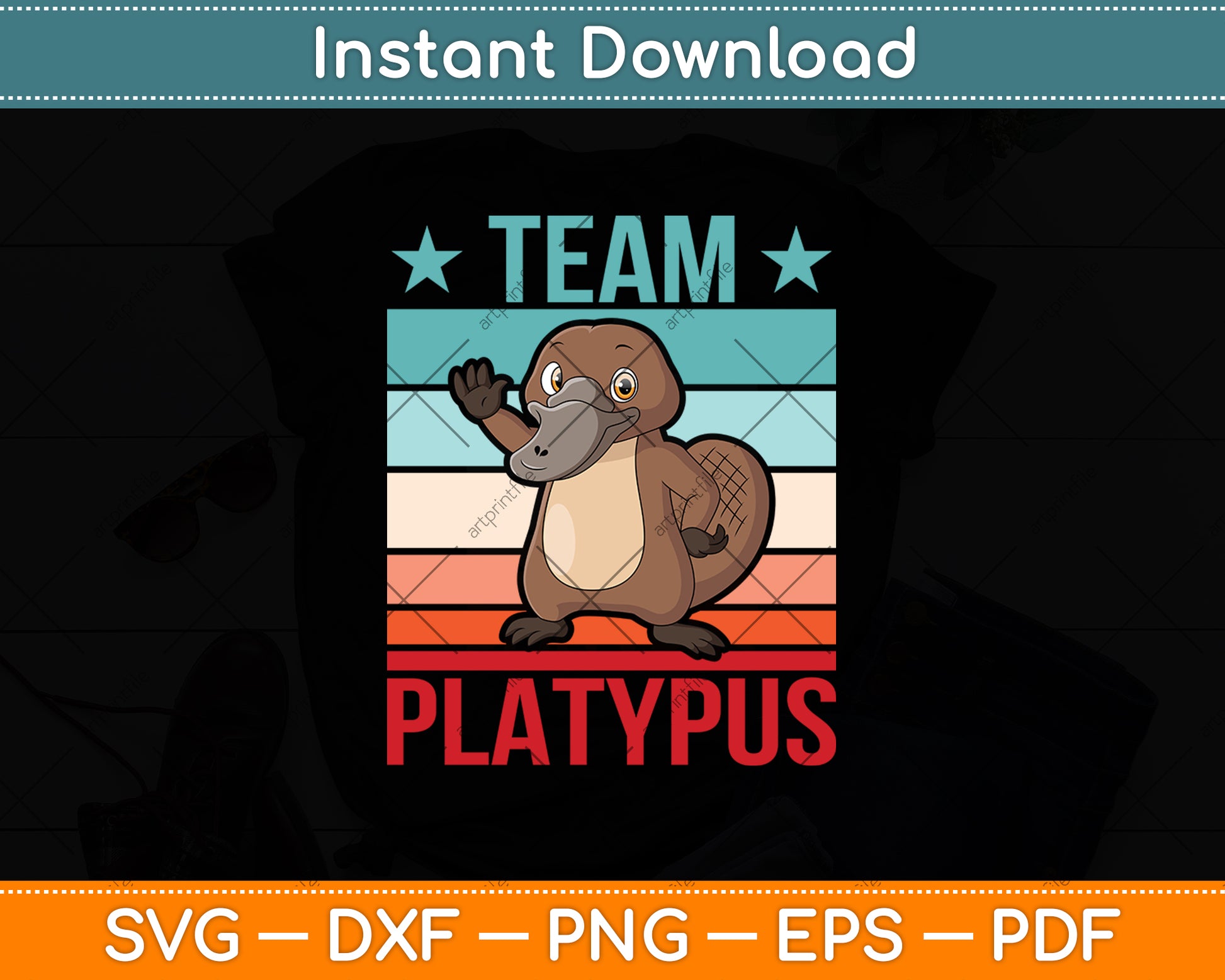 Team Platypus Retro Vintage Svg Png Dxf Digital Cutting File