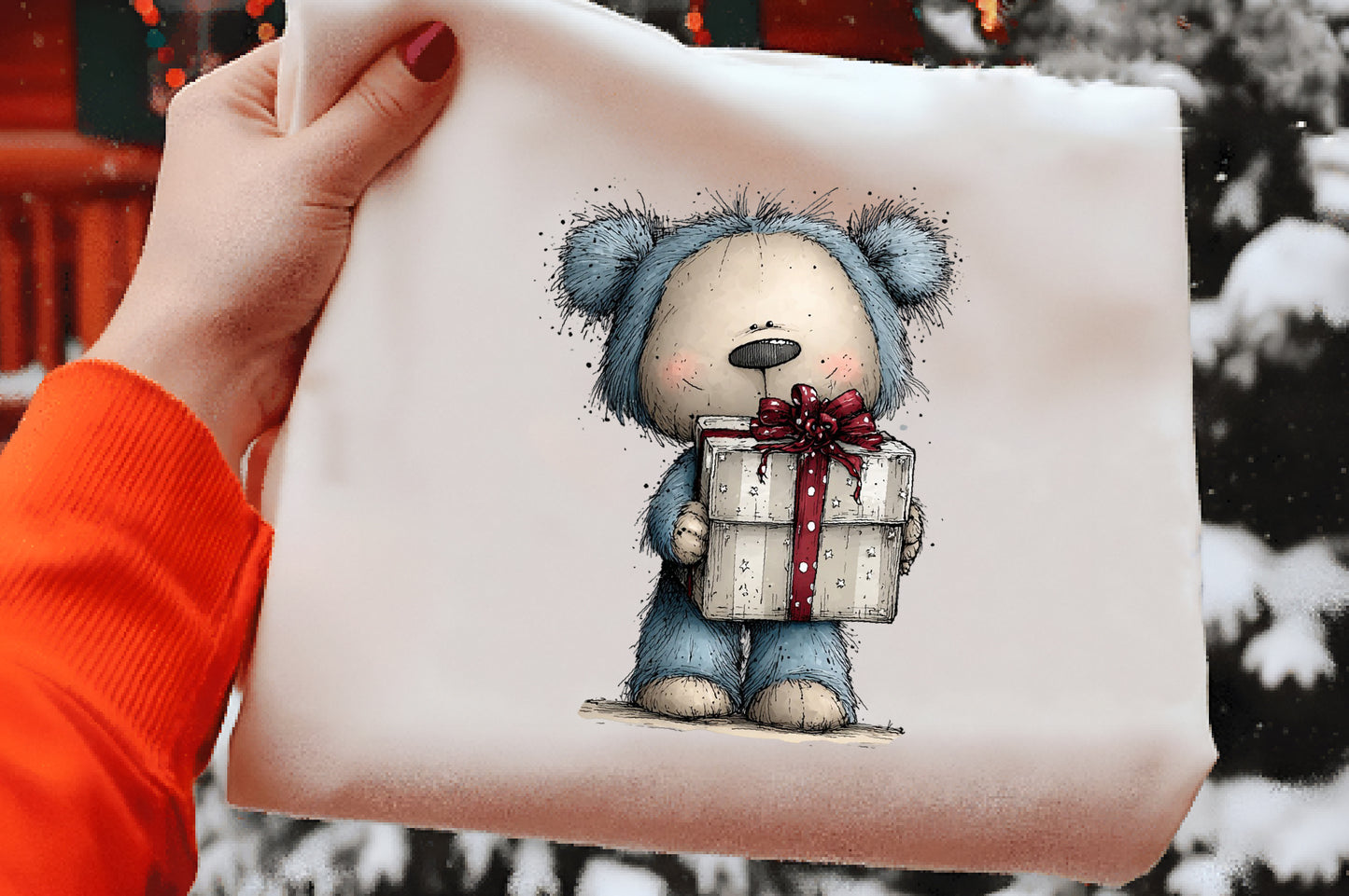 Teddy Bear Christmas Clipart PNG Bundle | Cute Watercolor Holiday Teddy Bear Clipart | Festive Christmas Bear PNG