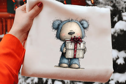 Teddy Bear Christmas Clipart PNG Bundle | Cute Watercolor Holiday Teddy Bear Clipart | Festive Christmas Bear PNG