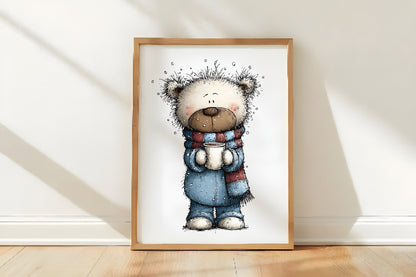 Teddy Bear Christmas Clipart PNG Bundle | Cute Watercolor Holiday Teddy Bear Clipart | Festive Christmas Bear PNG