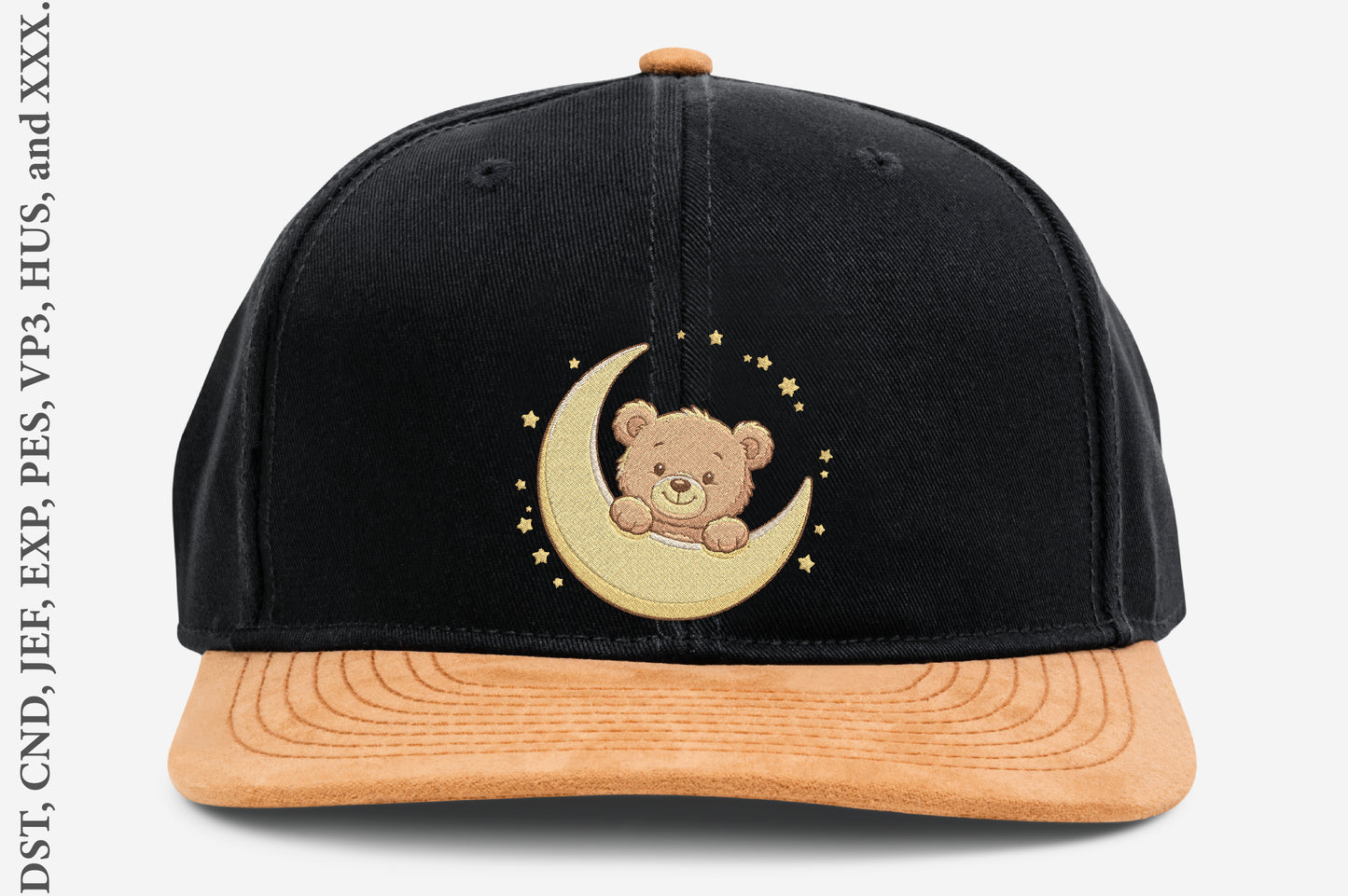 Teddy Bear Moon Embroidery Design – Cute Teddy Bear & Crescent Moon Machine Embroidery Pattern, Adorable Baby Nursery Embroidery Design