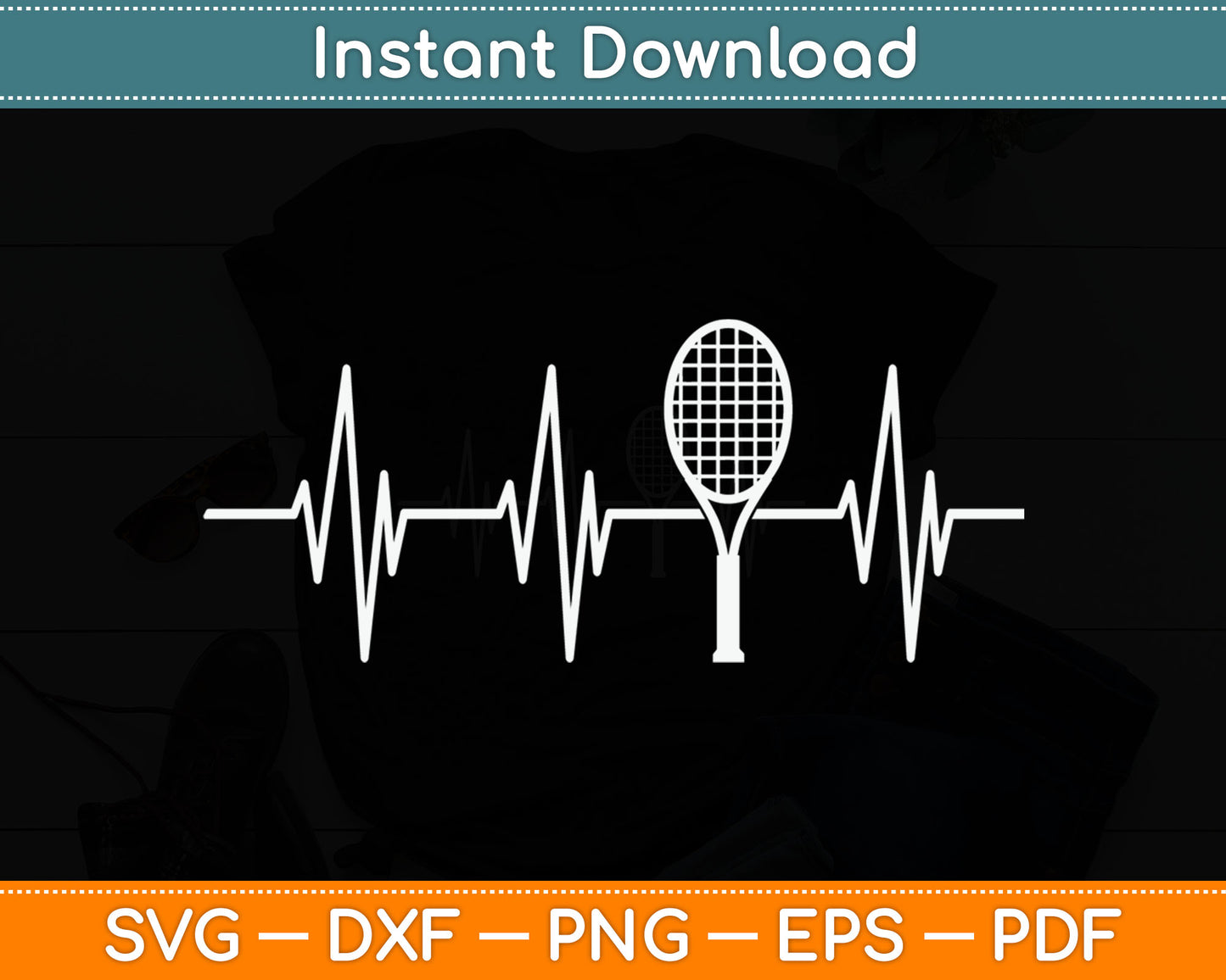 Tennis Lovers Heartbeat Jersey Gift for Tennis Players Svg Digital Cutting File