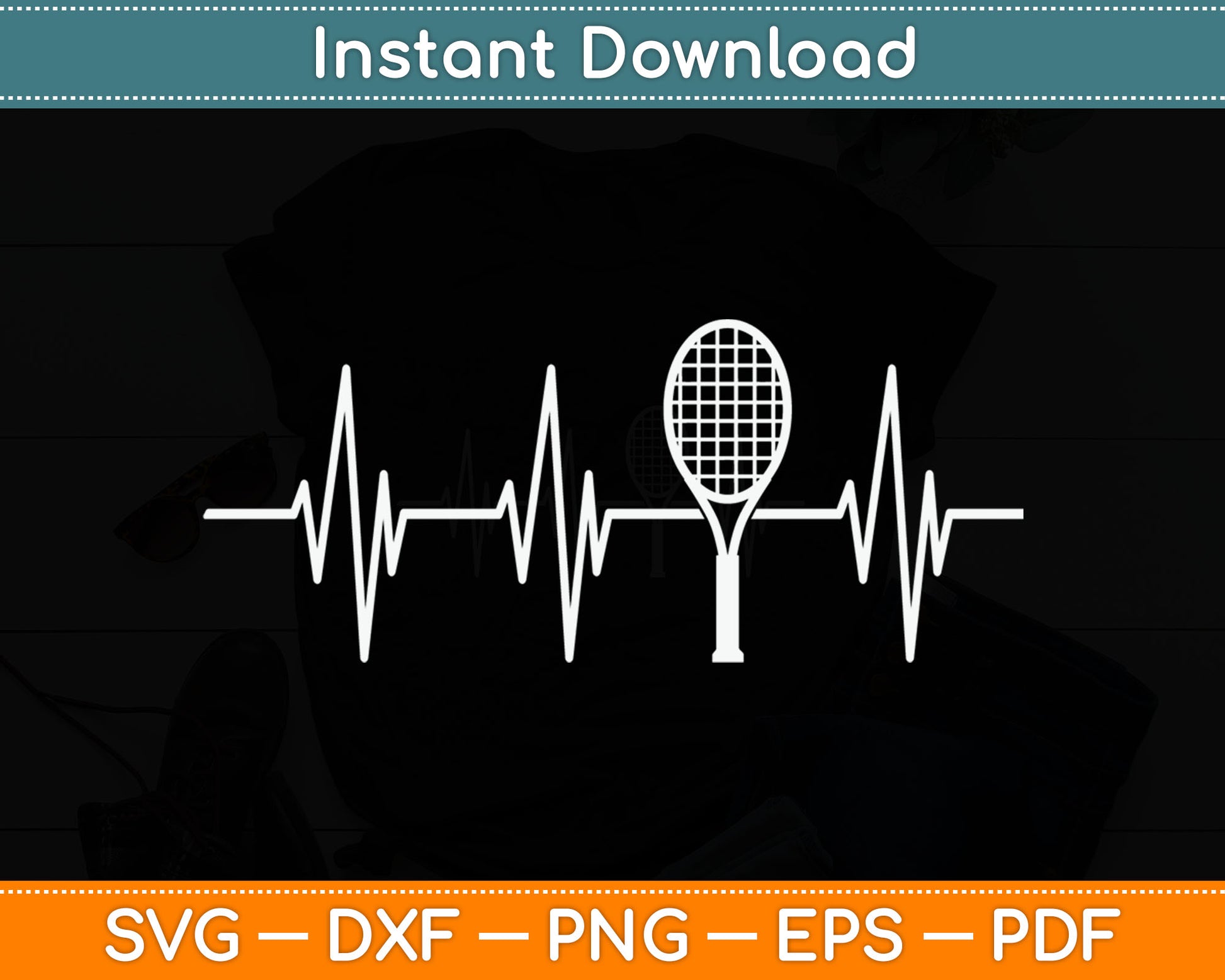 Tennis Lovers Heartbeat Jersey Gift for Tennis Players Svg Digital Cutting File