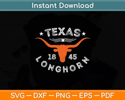 Texas 1845 Vintage Longhorn Cowboy Svg Digital Cutting File
