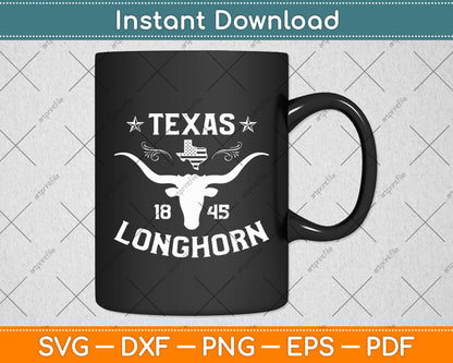 Texas 1845 Longhorn Vintage Cowboy Svg Digital Cutting File