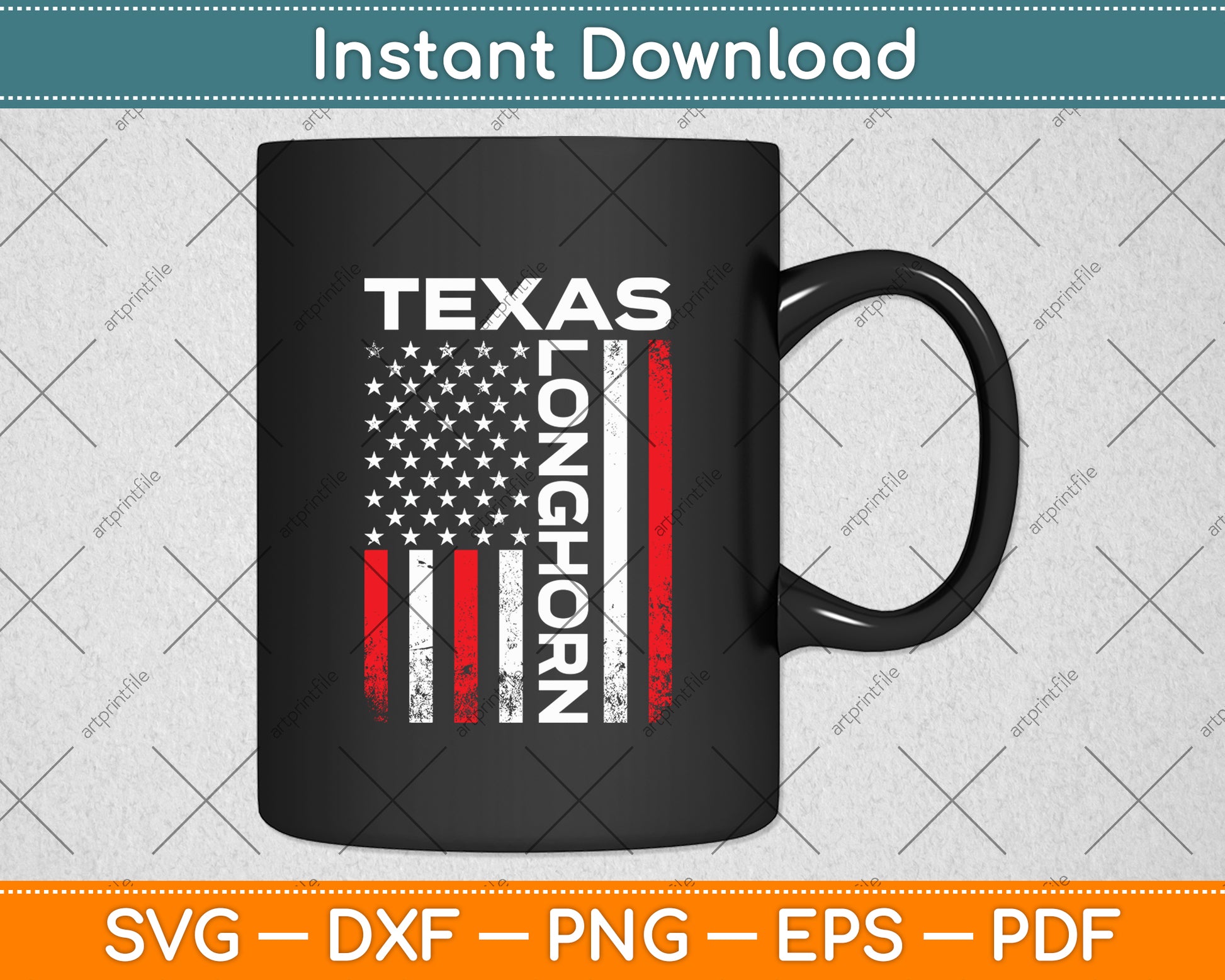 Texas Longhorn American Flag Svg Digital Cutting File