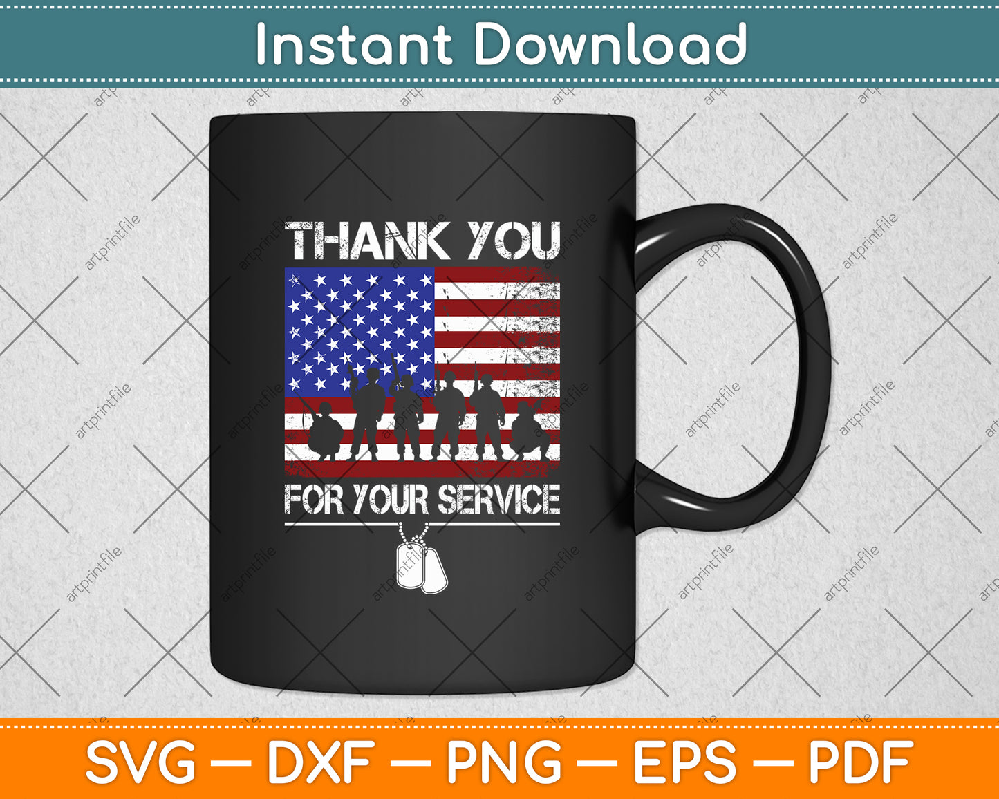 Thank You For Your Service American Flag Svg Digital Cutting File