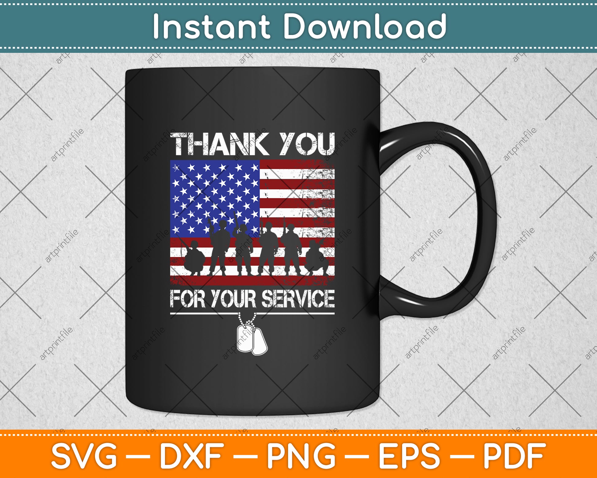 Thank You For Your Service American Flag Svg Digital Cutting File