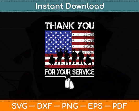 Thank You For Your Service American Flag Svg Digital Cutting File