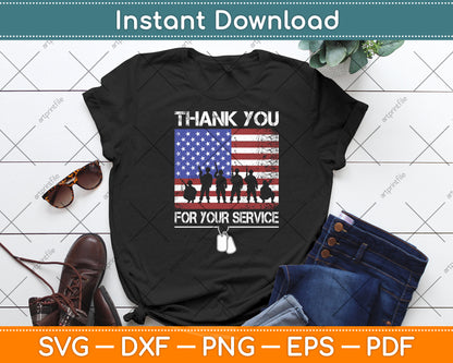 Thank You For Your Service American Flag Svg Digital Cutting File