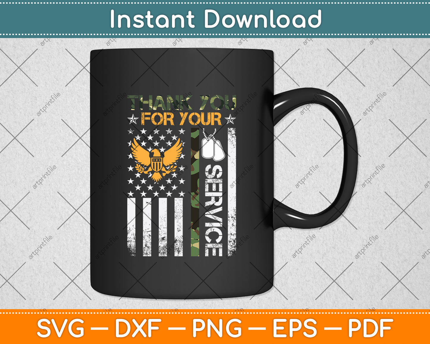 Thank You For Your Service Patriotic USA Flag Svg Digital Cutting File