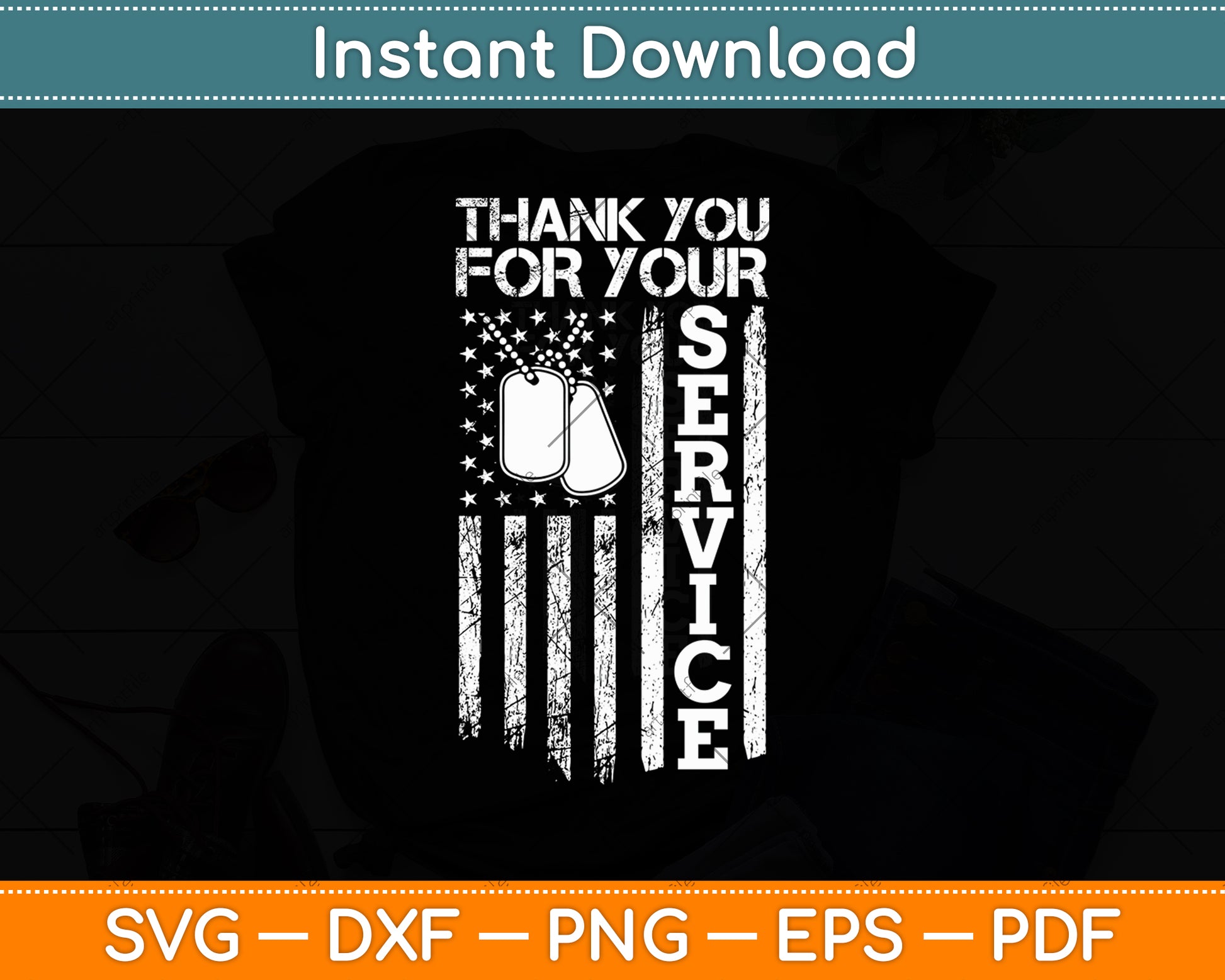 Thank You For Your Service Veterans Day American Flag Svg Digital Cutting File