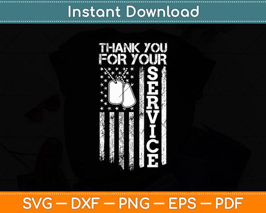 Thank You For Your Service Veterans Day American Flag Svg Digital Cutting File