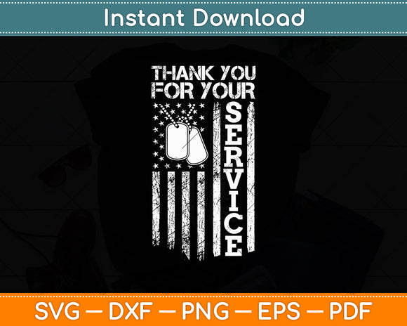 Thank You For Your Service Veterans Day American Flag Svg Digital Cutting File