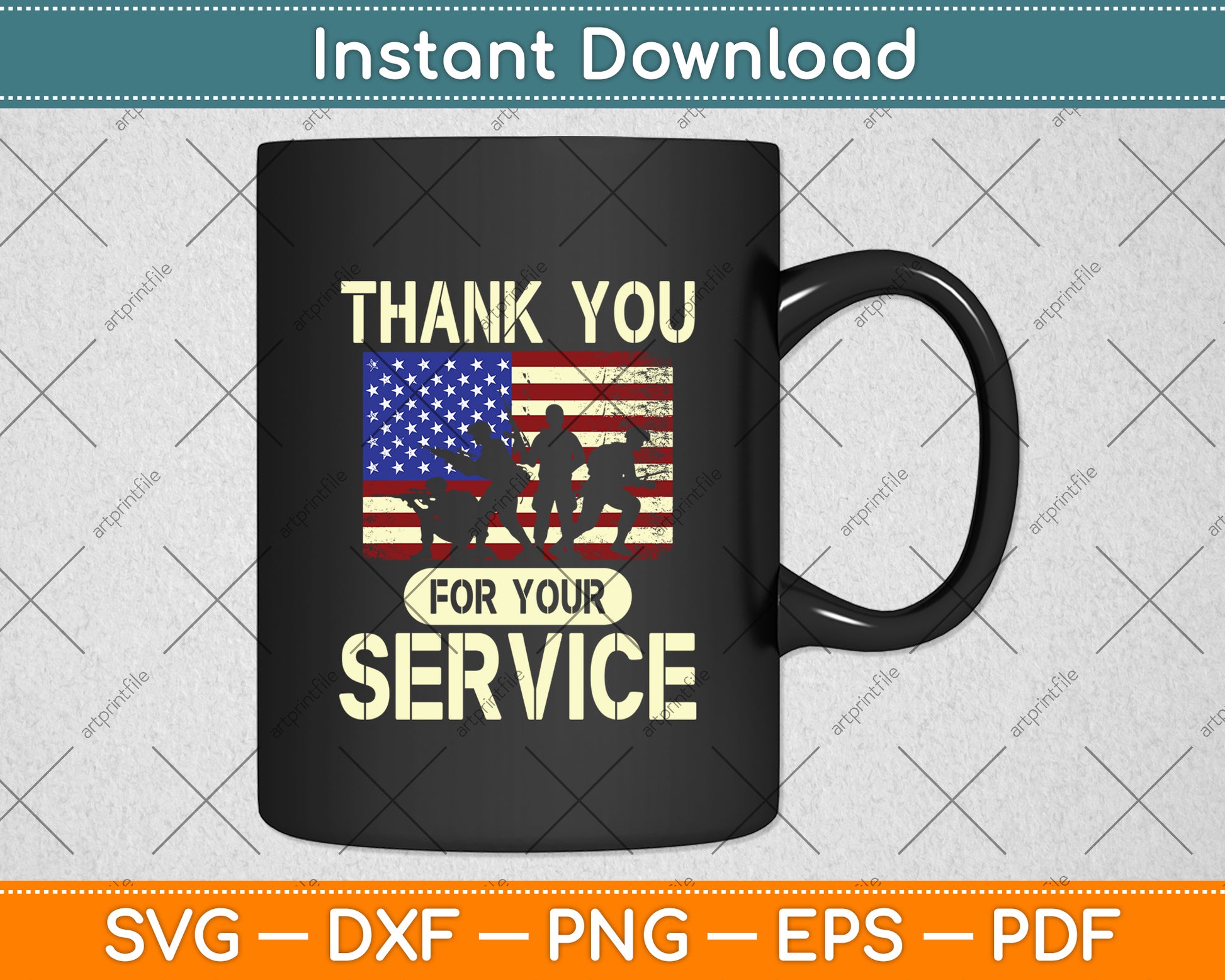 Thank You for Your Service Patriotic Veterans USA Flag Svg Digital Cutting File