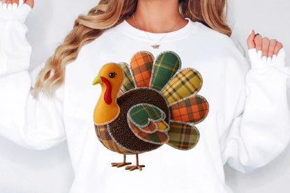 Cute Plaid Patchwork Turkey Thanksgiving PNG