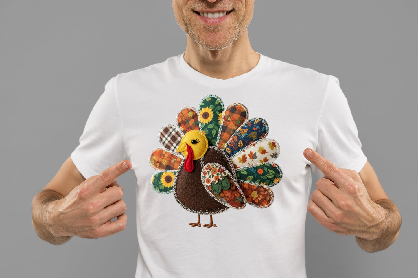 Cute Patchwork Turkey Thanksgiving PNG Sublimation