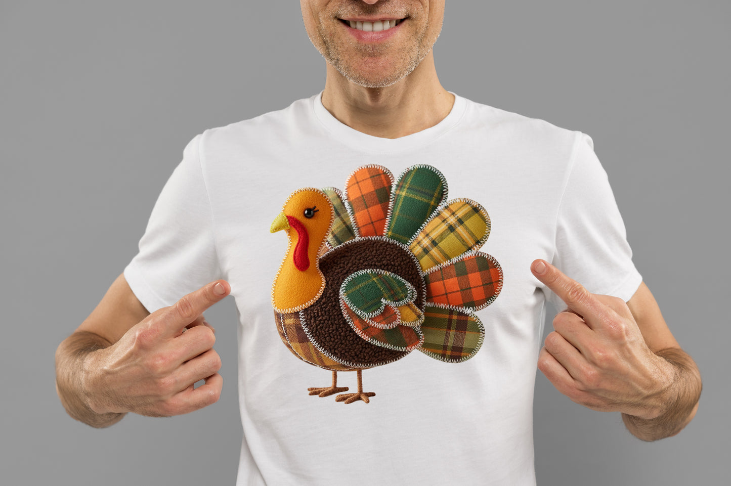 Cute Plaid Patchwork Turkey Thanksgiving PNG