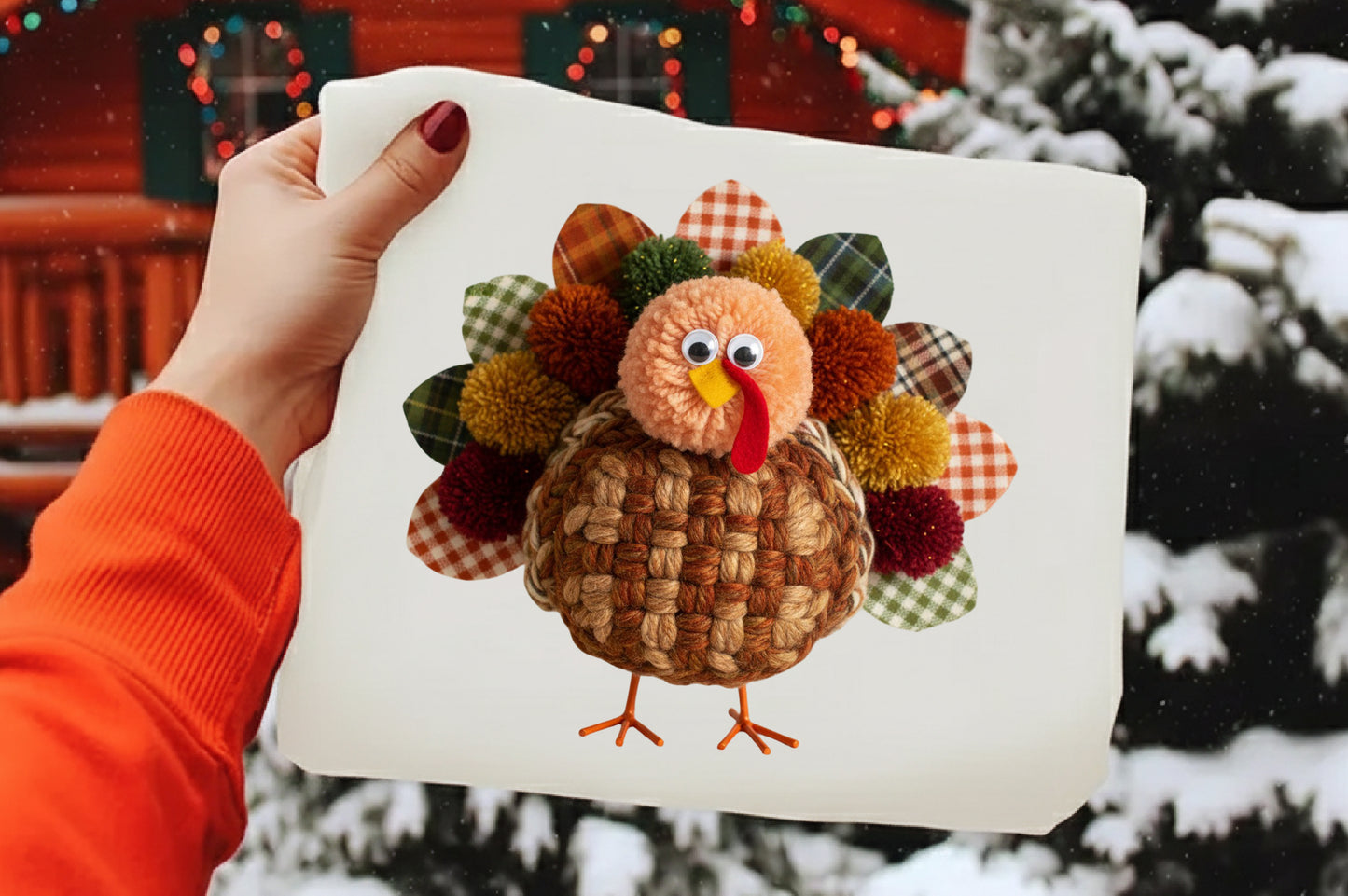 Cute Crochet Yarn Turkey Thanksgiving PNG