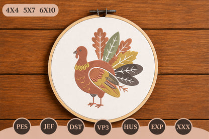 Thanksgiving Turkey Embroidery Design