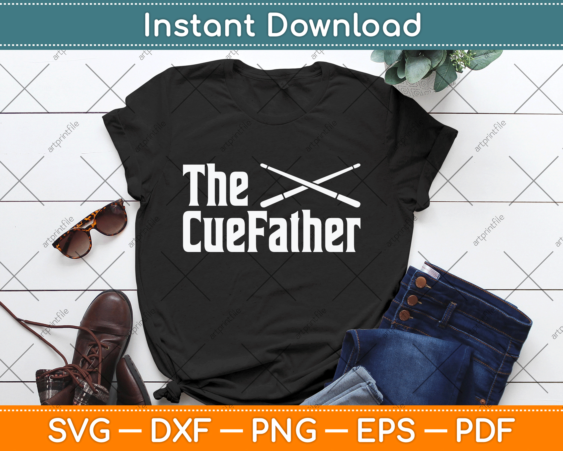 The Cue Father Funny Pool Billiards Player SVG Digital Cutting File