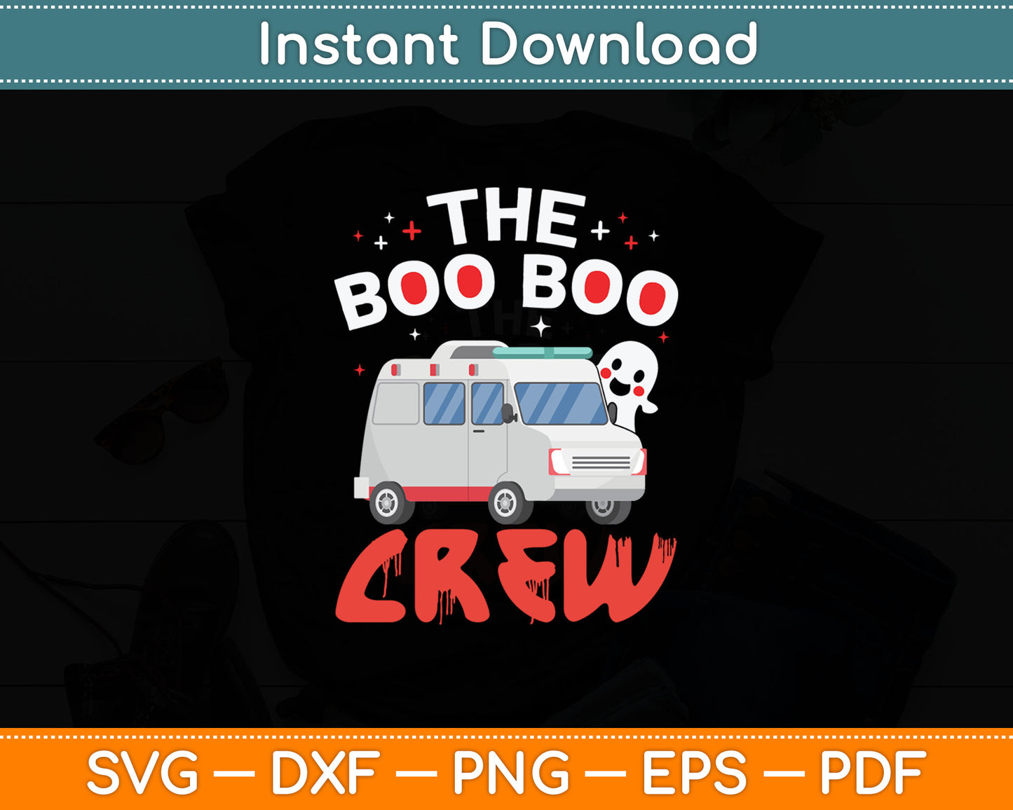The Boo Boo Crew Ambulance Driver Paramedics EMS Halloween Svg Digital Cutting File