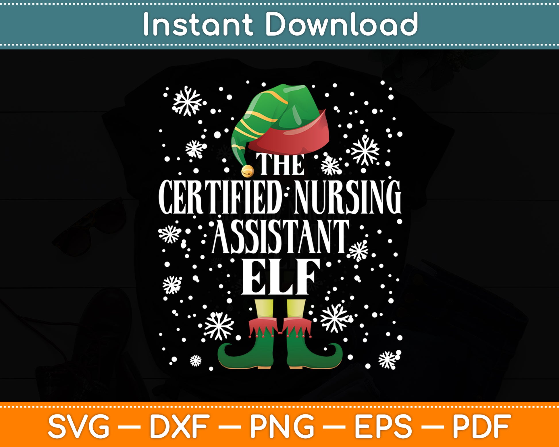 The Certified Nursing Assistant Elf CNA Matching Christmas Svg Digital Cutting File